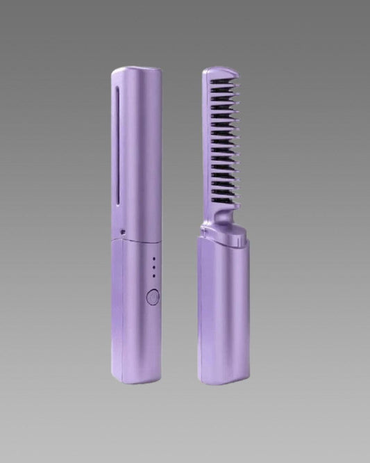 Meneflix Cordless Mini Hair Straightener & Rechargeable Hot Comb - Adjustable Heat