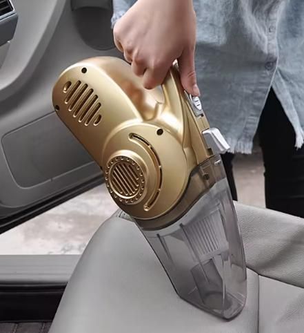 Car Vacuum Cleaner with Inflator. 120W Wet & Dry, DC 12V, Strong Suction, Compact.