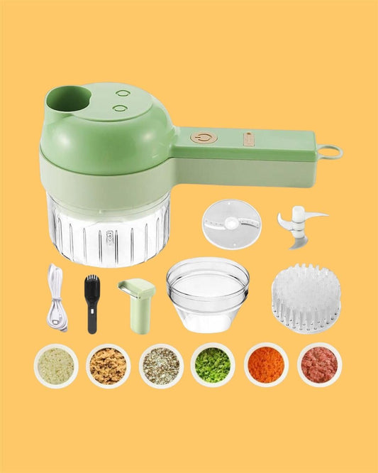 4-in-1 Portable Electric Food Processor & Vegetable Cutter Set - Wireless Chopper